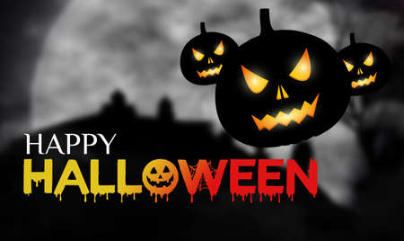 Halloween sale Banners with the characters on the background, Halloween sale message with pumpkin, Banner for Halloween party with place for text.の写真素材