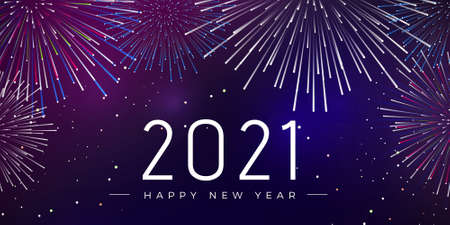 2021 Happy new year greeting banner. Happy New Year 2021 New Year Shining backgroundの写真素材