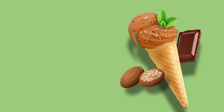 Trendy summer sale banner design with ice cream, website banner, offer banner, Ice cream banner design, 3D illustration.の写真素材
