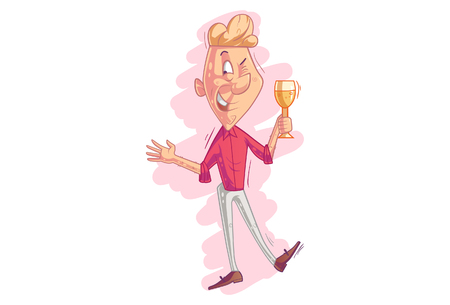 Cartoon man with beer glass.のイラスト素材