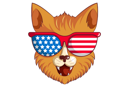 Vector cartoon illustration of  cat with  glasses.のイラスト素材