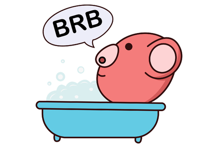 Vector cartoon illustration of pig taking bath in bathtub. Isolated on white background.のイラスト素材