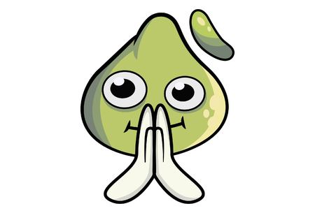 Cartoon illustration of cute dimsum greet hand.のイラスト素材