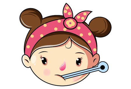 Cartoon Cute Girl Face .Vector Illustration.のイラスト素材