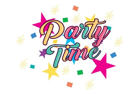 Party Time Sticker. Vector illustration. Isolated on white background.のイラスト素材