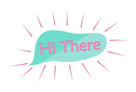 Vector cartoon illustration of hi there text. Isolated on white background.のイラスト素材