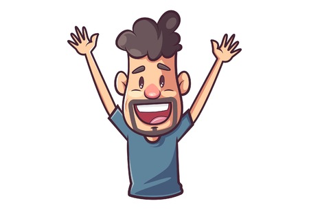 Vector cartoon illustration of man laughing.のイラスト素材