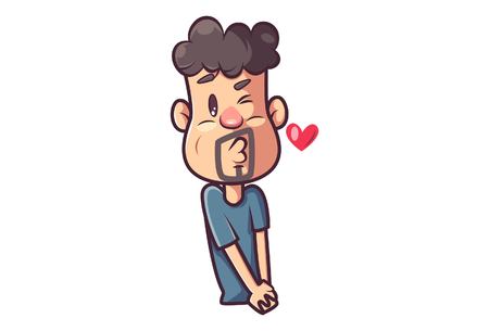 Vector cartoon illustration of man making face.のイラスト素材