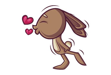 Vector cartoon illustration of rabbit making face.のイラスト素材