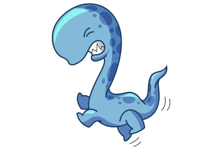 Vector cartoon illustration of cute blue dinosaur. Isolated on white background.のイラスト素材
