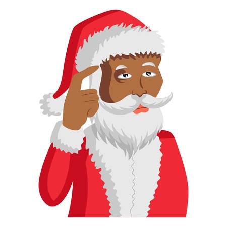 Cute Santa Claus Thinking. vector Illustration. Isolated on white background.のイラスト素材