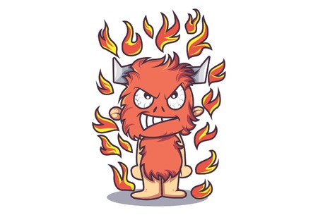 Vector cartoon illustration of cute fur monster furious. Isolated on white background.のイラスト素材