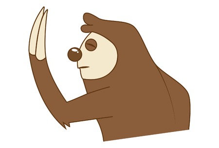 Vector cartoon illustration of cute sloth happy.Isolated on white background.のイラスト素材