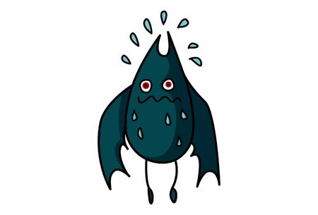 Vector cartoon illustration of cute bat nervous. Isolated on white background.のイラスト素材