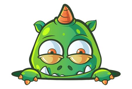 Vector cartoon illustration of cute baby dragon. Isolated on white background.のイラスト素材