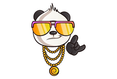 Vector cartoon illustration of cute panda's thug life. Isolated On white background.のイラスト素材