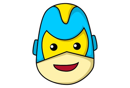 Vector illustration of robot is happy. Isolated on white background.のイラスト素材