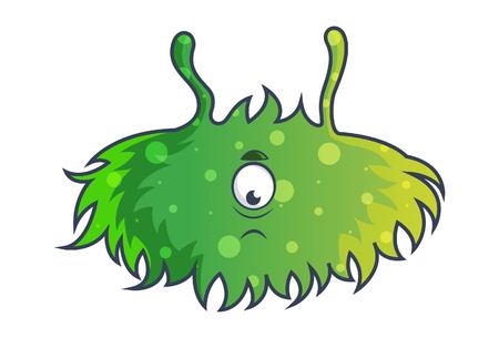 Vector cartoon illustration of green monster is sad. Isolated on white background.のイラスト素材