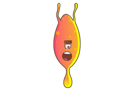 Vector cartoon illustration of cute orange monster shocked. Isolated on white background.のイラスト素材