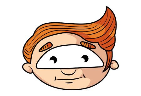 Vector cartoon illustration of cute boy face . Isolated on white background.のイラスト素材