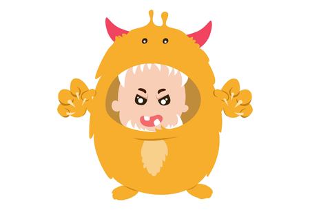 Vector cartoon illustration of cute baby monster . Isolated on white background.のイラスト素材