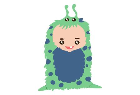 Vector cartoon illustration of cute baby monster . Isolated on white background.のイラスト素材