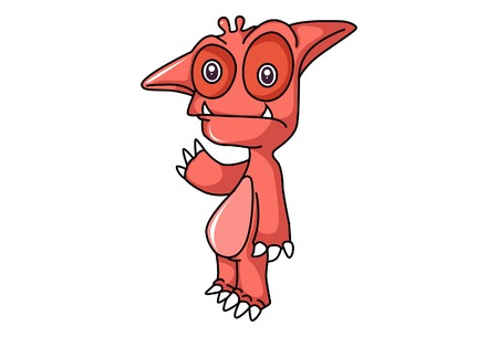 Vector cartoon illustration of cute monster. Isolated on white background.のイラスト素材