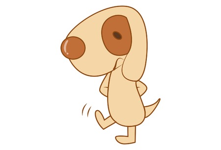 Vector cartoon illustration of cute dog walking. Isolated on white background.のイラスト素材