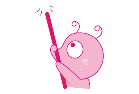 Vector cartoon illustration of cute snail holding stick. Isolated on white background.のイラスト素材