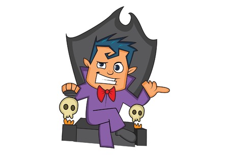 Vector cartoon illustration of Halloween with skulls. Isolated on white background.のイラスト素材