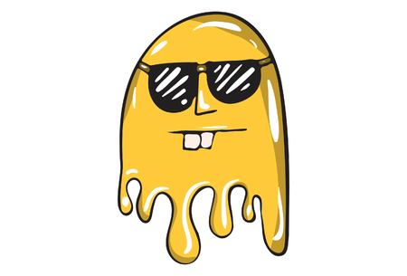 Vector cartoon illustration of monster wearing glasses. Isolated on white background.のイラスト素材