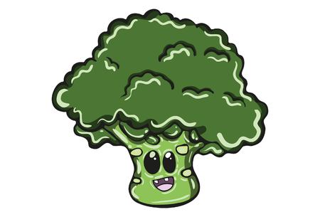Vector cartoon illustration of broccoli. Isolated on white background.のイラスト素材