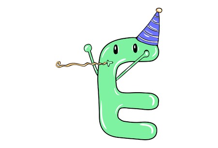 Vector cartoon illustration of capital E alphabet. Isolated on white background.のイラスト素材