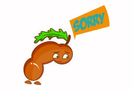 Vector cartoon illustration of tamarind saying sorry. Isolated on white background.のイラスト素材