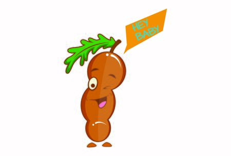 Vector cartoon illustration of tamarind saying hey baby. Isolated on white background.のイラスト素材