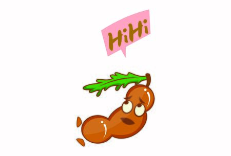 Vector cartoon illustration of tamarind saying hi. Isolated on white background.のイラスト素材