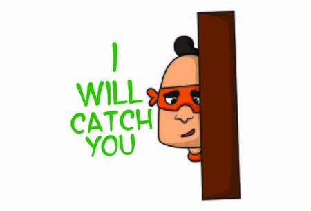 Vector cartoon illustration of mask man says i will catch you. Isolated on white background.のイラスト素材