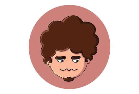 Vector cartoon illustration of boy sad face. Isolated on white background.のイラスト素材