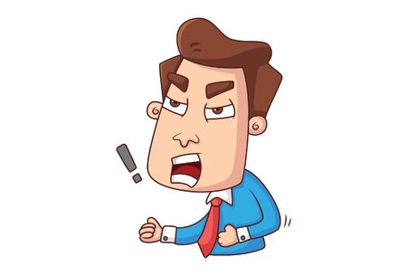 Vector cartoon illustration of office employee is confused. Isolated on white background.のイラスト素材
