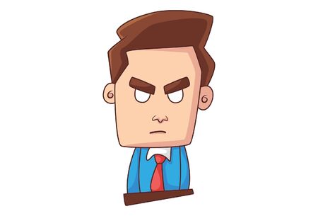 Vector cartoon illustration of office employee is angry. Isolated on white background.のイラスト素材
