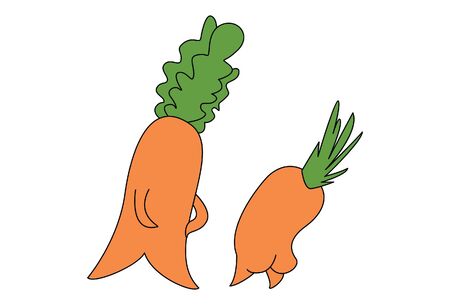 Vector cartoon illustration of cute carrot's back side. Isolated on white background.のイラスト素材