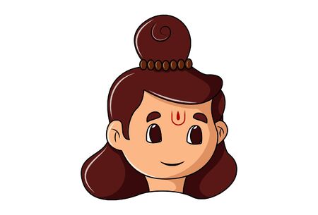 Vector cartoon illustration of God Rama face . Isolated on white background.のイラスト素材