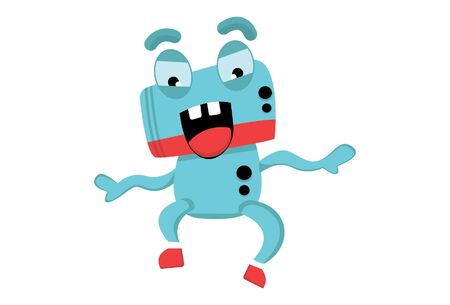 Vector cartoon illustration of a cute robot is angry . Isolated on White background.のイラスト素材