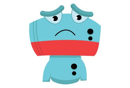 Vector cartoon illustration of cute robot sad face. Isolated on white background.のイラスト素材