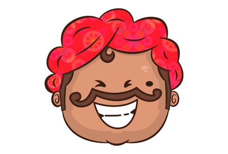 Vector cartoon illustration of Indian uncle face is laughing. Isolated on white background.のイラスト素材