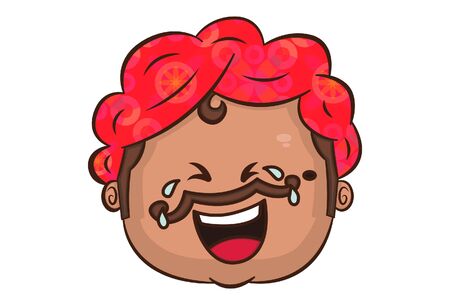 Vector cartoon illustration of Indian uncle is crying. Isolated on white background.のイラスト素材