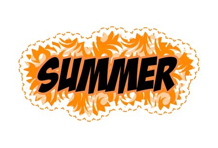 Vector cartoon illustration of summer text sticker. Isolated on white background.のイラスト素材