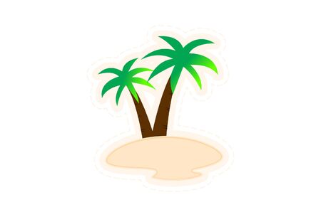 Vector cartoon illustration of palm trees. Isolated on white background.のイラスト素材