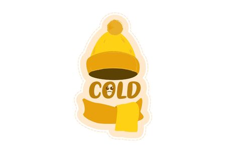 Vector cartoon illustration of hat with cold text. Isolated on white background.のイラスト素材