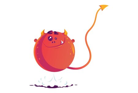 Vector cartoon illustration of orange monster. Isolated on white background.